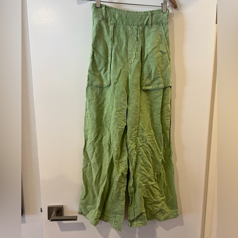 YFB Young Fabulous & Broke Green wide leg linen pants